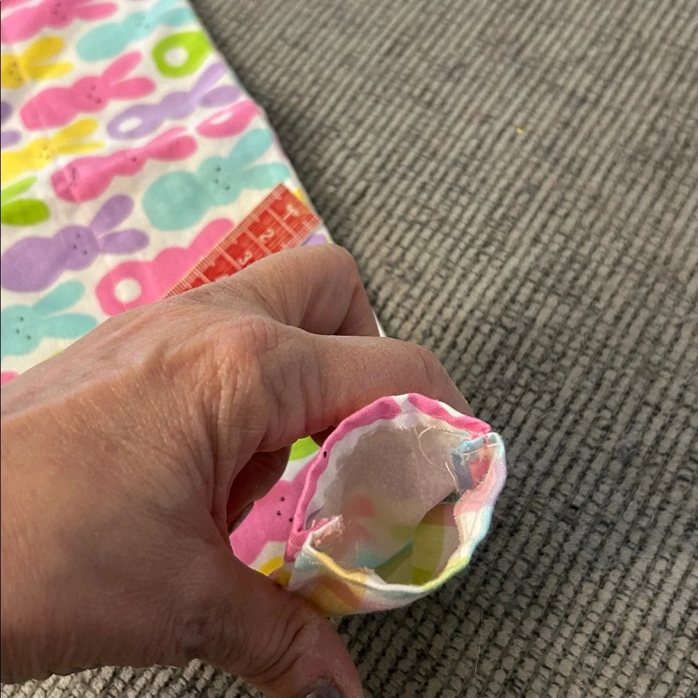 🟣 4/$15 Peeps Bunny and plaid reversible Dog Bandana NEW slides thru collar